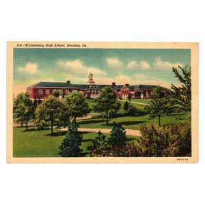 Vintage Postcard Reading PA Wyomissing High School Education Linen Artist